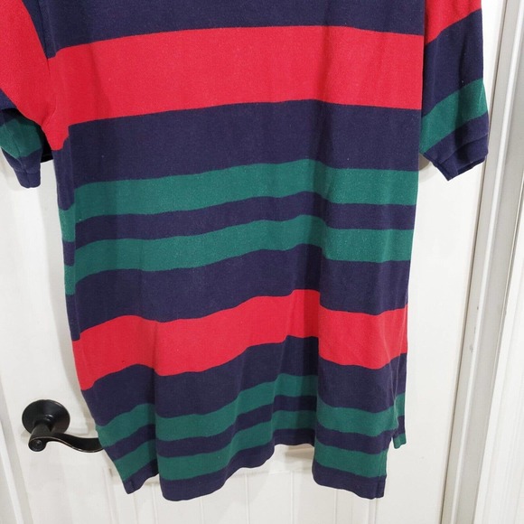 Polo Ralph Lauren Golf Shirt Vtg 90s Green Red Blue Striped Rugby Collared Sz XL - Picture 8 of 8